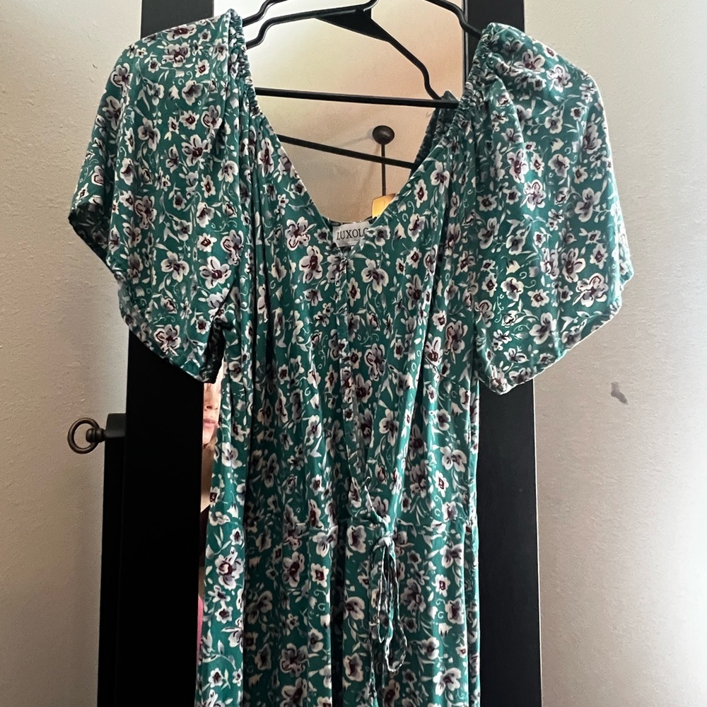 Luxology Teal Floral Dress